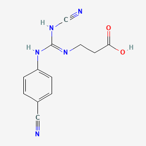 molecular formula C12H11N5O2 B8395627 1-(4-Cyanophenyl)-2-cyano-3-(2-carboxyethyl)guanidine 