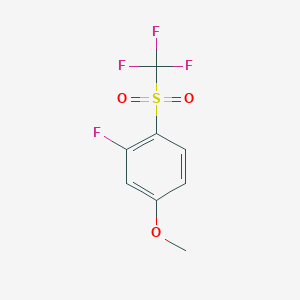 molecular formula C8H6F4O3S B8395646 Benzene, 2-fluoro-4-methoxy-1-[(trifluoromethyl)sulfonyl]- 