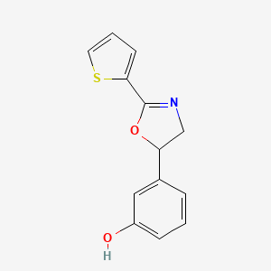 molecular formula C13H11NO2S B8395662 4,5-Dihydro-5-(3-hydroxyphenyl)-2-(2-thienyl)-1,3-oxazole 
