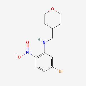 molecular formula C12H15BrN2O3 B8395756 5-bromo-2-nitro-N-((tetrahydro-2H-pyran-4-yl)methyl)aniline 