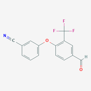 molecular formula C15H8F3NO2 B8395784 3-(4-Formyl-2-(trifluoromethyl)phenoxy)benzonitrile 