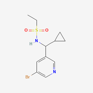 molecular formula C11H15BrN2O2S B8395864 N-((5-bromopyridin-3-yl)(cyclopropyl)methyl)ethanesulfonamide 