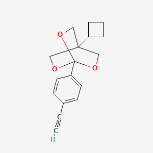 molecular formula C17H18O3 B8395933 2,6,7-Trioxabicyclo(2.2.2)octane, 4-cyclobutyl-1-(4-ethynylphenyl)- CAS No. 131505-43-6