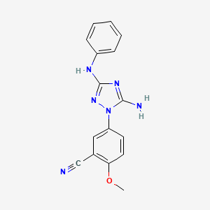 molecular formula C16H14N6O B8395958 5-(5-Amino-3-phenylamino-[1,2,4]triazol-1-yl)-2-methoxy-benzonitrile 