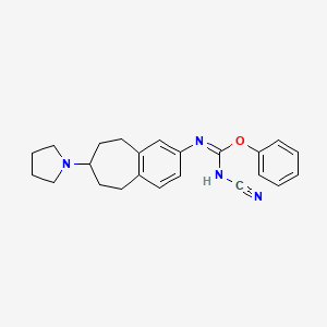 Carbamimidic acid, N-cyano-N'-[6,7,8,9-tetrahydro-7-(1-pyrrolidinyl)-5H-benzocyclohepten-2-yl]-, phenyl ester