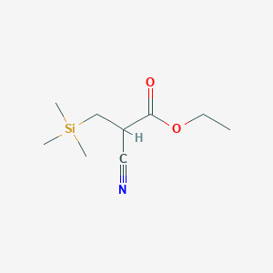 molecular formula C9H17NO2Si B8396051 Ethyl 3-(trimethylsilyl)-2-cyanopropionate 