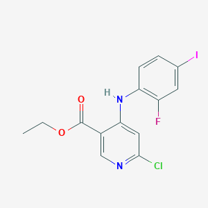 molecular formula C14H11ClFIN2O2 B8396283 Ethyl 6-chloro-4-(2-fluoro-4-iodoanilino)nicotinate 