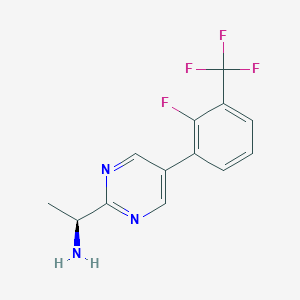 molecular formula C13H11F4N3 B8396371 (S)-1-(5-(2-fluoro-3-(trifluoromethyl)phenyl)pyrimidin-2-yl)ethanamine 