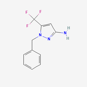 molecular formula C11H10F3N3 B8396415 1-Benzyl-5-(trifluoromethyl)-1H-pyrazol-3-amine 