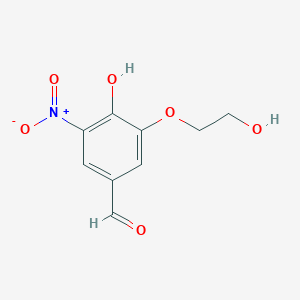 molecular formula C9H9NO6 B8396531 4-Hydroxy-3-(2-hydroxyethoxy)-5-nitrobenzaldehyde 