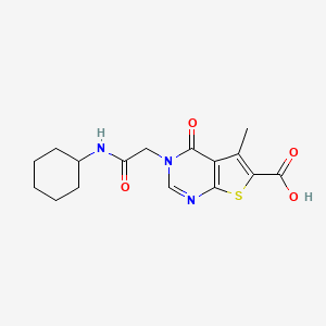 molecular formula C16H19N3O4S B8396584 3-(2-(Cyclohexylamino)-2-oxoethyl)-5-methyl-4-oxo-3,4-dihydrothieno[2,3-d]pyrimidine-6-carboxylic acid 