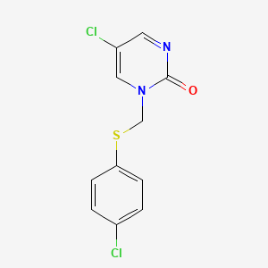 molecular formula C11H8Cl2N2OS B8396588 1-(4-Chlorophenylsulfenyl)methyl-5-chloropyrimidin-2-one 