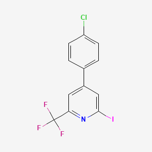molecular formula C12H6ClF3IN B8396615 4-(4-Chloro-phenyl)-2-iodo-6-trifluoromethyl-pyridine 