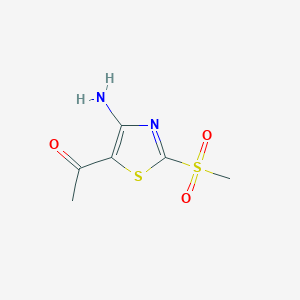 molecular formula C6H8N2O3S2 B8396705 1-[4-Amino-2-(methylsulfonyl)-1,3-thiazol-5-yl]ethanone 