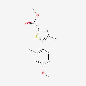 molecular formula C15H16O3S B8396793 5-(4-Methoxy-2-methyl-phenyl)-4-methyl-thiophene-2-carboxylic acid methyl ester CAS No. 946426-96-6