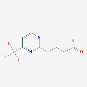 molecular formula C9H9F3N2O B8396810 2-Pyrimidinebutanal, 4-(trifluoromethyl)- 