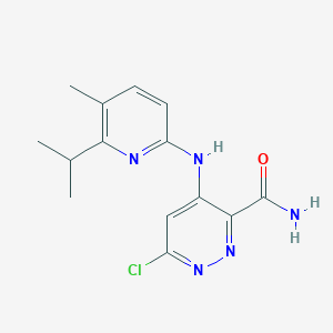 molecular formula C14H16ClN5O B8397090 6-Chloro-4-(6-isopropyl-5-methylpyridin-2-ylamino)pyridazine-3-carboxamide 