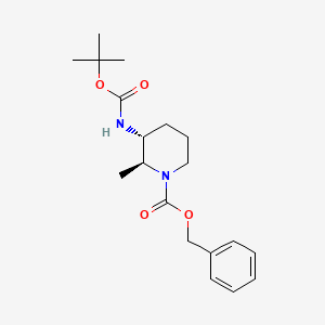 molecular formula C19H28N2O4 B8397106 Benzyl trans-3-[(tert-butoxycarbonyl)amino]-2-methylpiperidine-1-carboxylate 