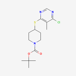 molecular formula C15H22ClN3O2S B8397150 4-(6-Chloro-5-methyl-pyrimidin-4-ylsulfanyl)-piperidine-1-carboxylic acid tert-butyl ester 