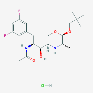 molecular formula C21H33ClF2N2O4 B8397234 Acetamide,N-[(1S,2S)-1-[(3,5-difluorophenyl)methyl]-2-[(3R,5S,6R)-6-(2,2-dimethylpropoxy)-5-methyl-3-morpholinyl]-2-hydroxyethyl]hydrochloride salt 