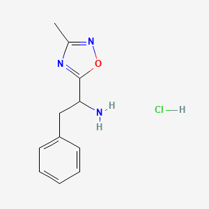 molecular formula C11H14ClN3O B8397355 1-(3-Methyl-[1,2,4]oxadiazol-5-yl)-2-phenylethylamine hydrochloride 