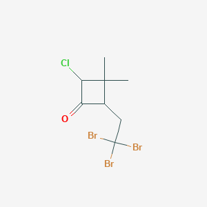 molecular formula C8H10Br3ClO B8397450 2-Chloro-3,3-dimethyl-4-(2,2,2-tribromoethyl)cyclobutan-1-one CAS No. 71160-52-6
