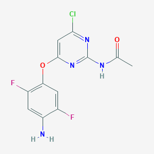 molecular formula C12H9ClF2N4O2 B8397598 N-[4-(4-amino-2,5-difluoro-phenoxy)-6-chloro-pyrimidin-2-yl]-acetamide 