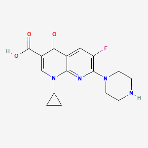 B8397685 1,8-Naphthyridine-3-carboxylic acid, 1-cyclopropyl-6-fluoro-1,4-dihydro-4-oxo-7-(1-piperazinyl)- CAS No. 99735-41-8