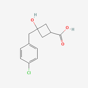 molecular formula C12H13ClO3 B8397789 3-(4-Chlorobenzyl)-3-hydroxycyclobutanecarboxylic acid 