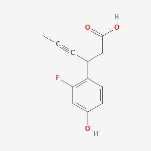 molecular formula C12H11FO3 B8398015 3-(2-Fluoro-4-hydroxy-phenyl)hex-4-ynoic acid 