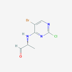 molecular formula C7H7BrClN3O B8398075 (R)-2-[(5-bromo-2-chloropyrimidin-4-yl)amino]propanal 