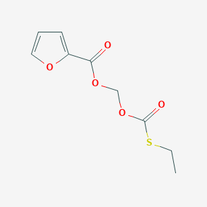 molecular formula C9H10O5S B8398093 Furan-2-carboxylic acid (ethylthio)carbonyloxymethyl ester 