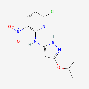 molecular formula C11H12ClN5O3 B8398218 6-chloro-N-(5-isopropoxy-1H-pyrazol-3-yl)-3-nitropyridin-2-amine 