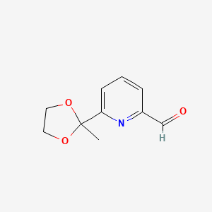 molecular formula C10H11NO3 B8398287 6-(2-Methyl-1,3-dioxolan-2-yl)-2-pyridinecarboxaldehyde CAS No. 871366-24-4