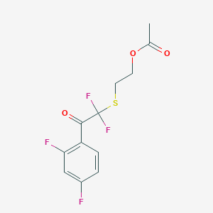 molecular formula C12H10F4O3S B8398419 2-(2-Acetoxyethylthio)-2,2,2',4'-tetrafluoroacetophenone 
