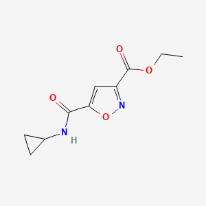 molecular formula C10H12N2O4 B8398528 Ethyl 5-(cyclopropylcarbamoyl)isoxazole-3-carboxylate 
