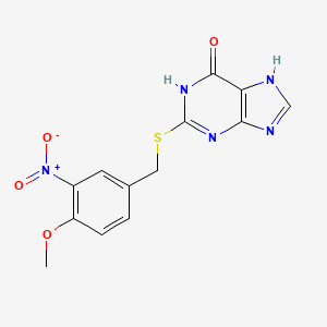 molecular formula C13H11N5O4S B8398573 6-hydroxy-2-(4-methoxy-3-nitrobenzylsulfanyl)-9H-purine 