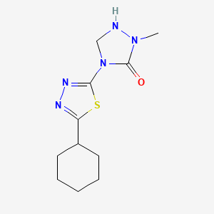 molecular formula C11H17N5OS B8398630 4-(5-Cyclohexyl-1,3,4-thiadiazol-2-yl)-2-methyl-1,2,4-triazolidin-3-one CAS No. 57773-98-5