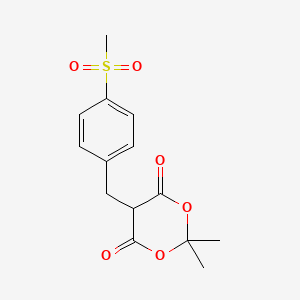 molecular formula C14H16O6S B8398758 5-(4-Methylsulfonylbenzyl)-2,2-dimethyl-1,3-dioxane-4,6-dione 