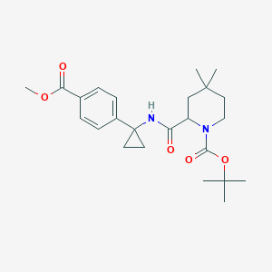 molecular formula C24H34N2O5 B8398867 Tert-butyl 2-((1-(4-(methoxycarbonyl)phenyl)cyclopropyl)carbamoyl)-4,4-dimethylpiperidine-1-carboxylate 