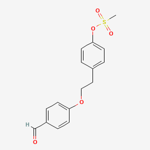 molecular formula C16H16O5S B8399172 4-[2-(4-Formylphenoxy)ethyl]phenyl methanesulfonate 