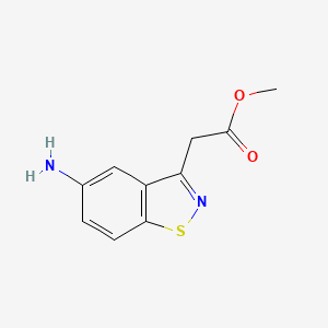 molecular formula C10H10N2O2S B8399174 Methyl 5-amino-1,2-benzisothiazole-3-acetate 