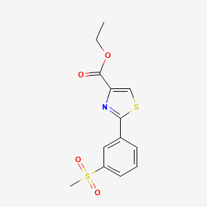 molecular formula C13H13NO4S2 B8399273 Ethyl 2-(3-methanesulphonylphenyl)thiazole-4-carboxylate 