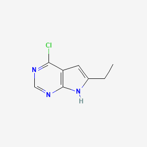 molecular formula C8H8ClN3 B8399299 4-chloro-6-ethyl-1H-pyrrolo[2,3-d]pyrimidine 