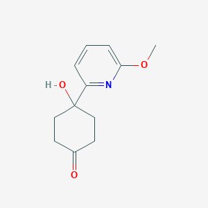 molecular formula C12H15NO3 B8399311 4-Hydroxy-4-(6-methoxy-pyridin-2-yl)-cyclohexanone 