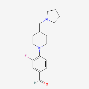 molecular formula C17H23FN2O B8399354 3-Fluoro-4-(4-pyrrolidin-1-ylmethyl-piperidin-1-yl)-benzaldehyde 