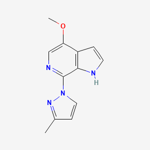 molecular formula C12H12N4O B8399381 4-Methoxy-7-(5-methylpyrazol-2-yl)-6-azaindole 