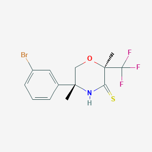 molecular formula C13H13BrF3NOS B8399390 (2S*,5R*)-5-(3-bromo-phenyl)-2,5-dimethyl-2-trifluoromethyl-morpholine-3-thione 