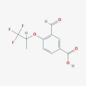molecular formula C11H9F3O4 B8399512 Benzoic acid, 3-formyl-4-(2,2,2-trifluoro-1-methylethoxy)- 
