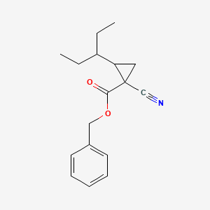 molecular formula C17H21NO2 B8399708 1-Cyano-2-(1-ethyl-propyl)-cyclopropanecarboxylic acid benzyl ester 